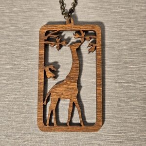 Wooden-Chestnut Giraffe Necklace